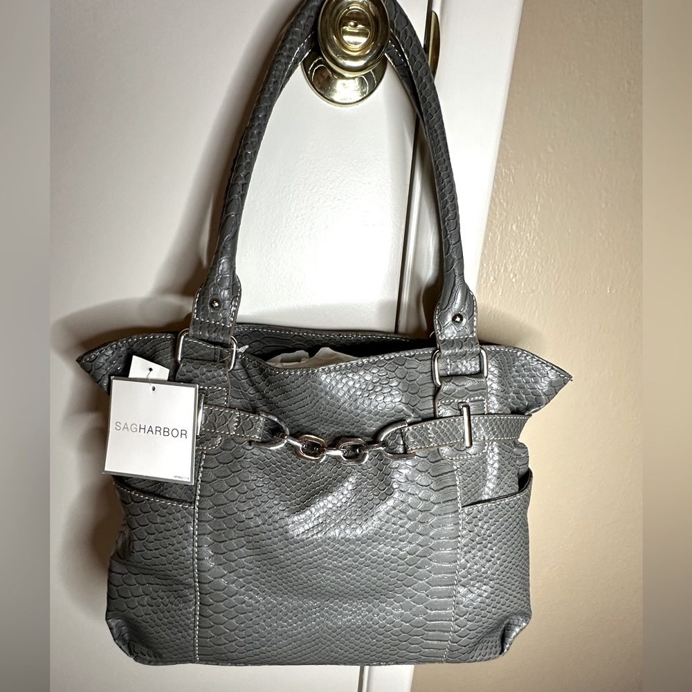 Sag Harbor grey snakeskin purse
